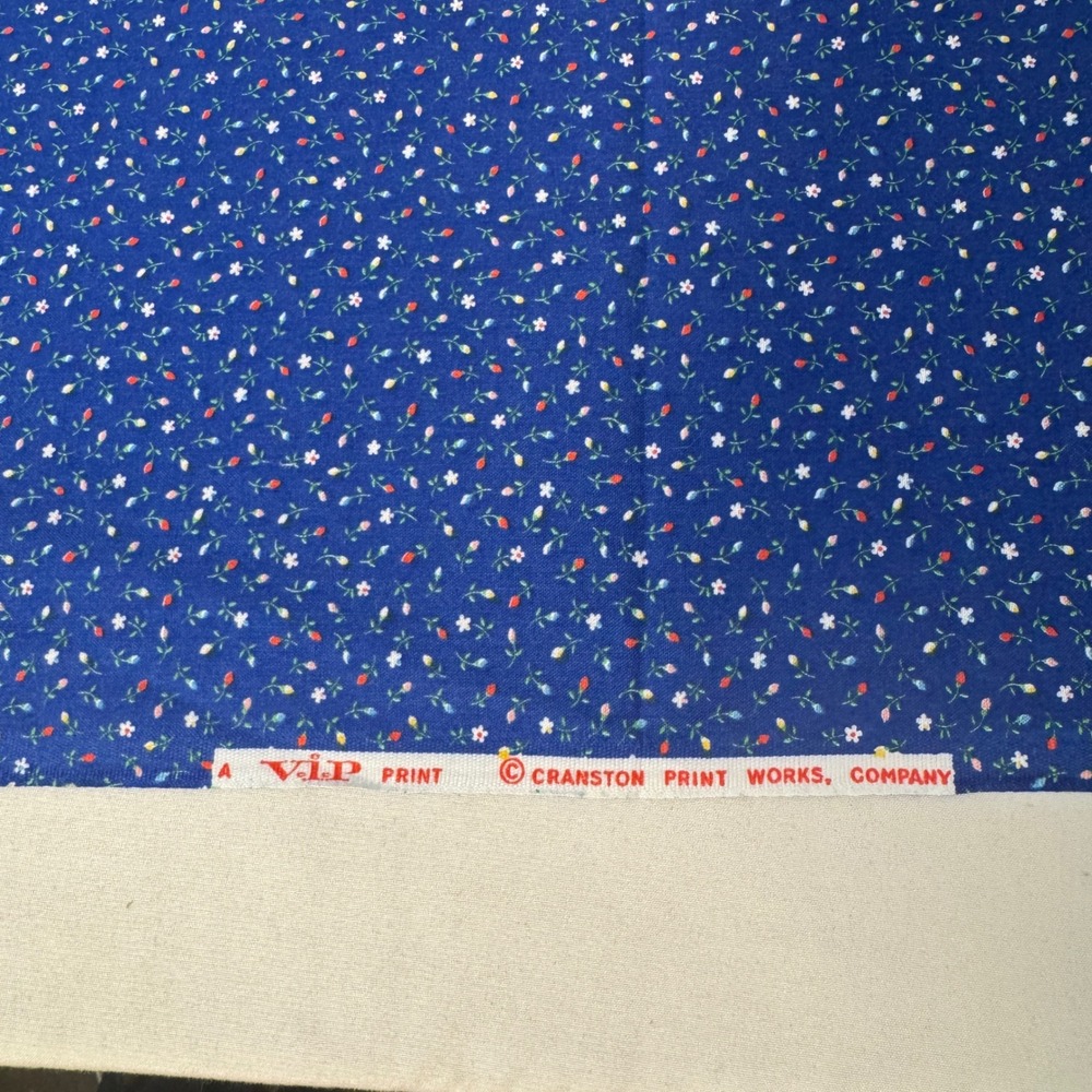Cranston Print Works Fabric 36x42 Blue Vintage Ditsy Floral VIP Print